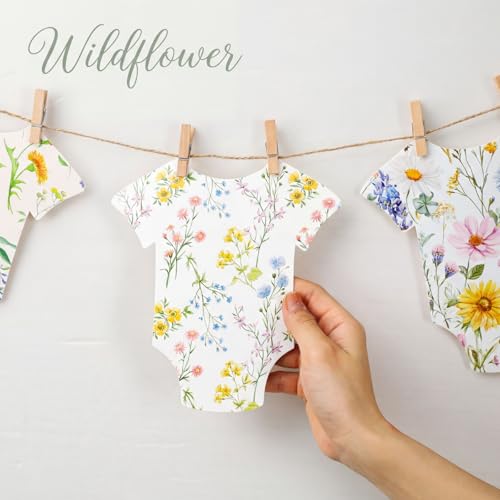 Frienda Wildflower Baby Shower Banner - Bodysuit Garland with Clips