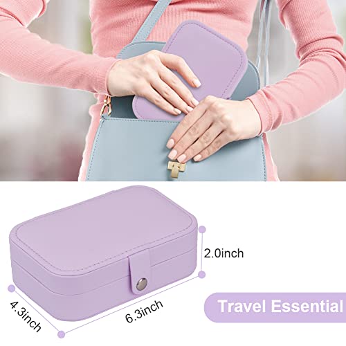 Purple Travel Jewelry Organizer Box with Double Layer for Necklaces, Earrings & Rings
