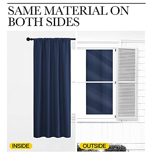 NICETOWN Navy Blackout Curtains - Thermal Insulated Drapes, 34" x 84"