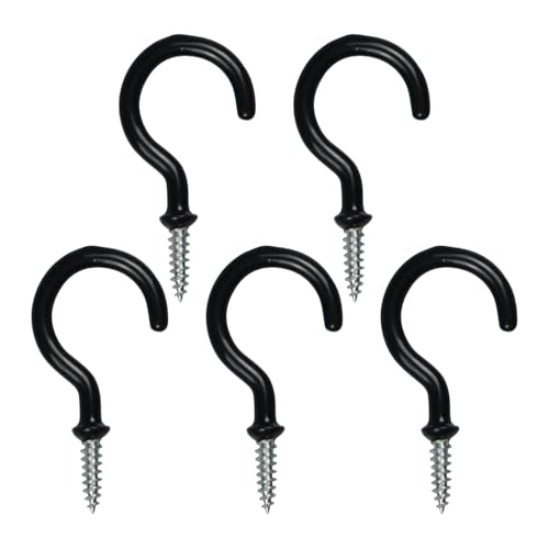 5 Pack Vinyl Coated Ceiling Hooks - 1.25 Inch Screw-in Mug Hooks