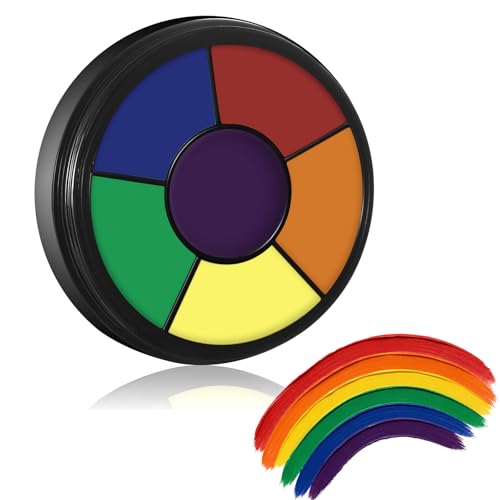 BOBISUKA Rainbow Face and Body Paint Palette - 6 Washable Colors for Pride