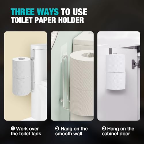 Conworld Silver Over-the-Tank Toilet Paper Holder for 2 Rolls, Rustproof Wall Mount Storage