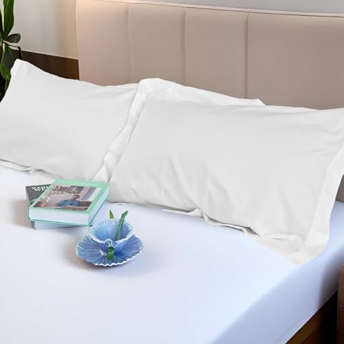 BoL CamelliaCasa 400 Thread Count 100% Cotton Pillowcase Set, Standard White