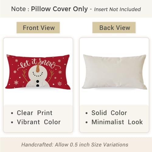 PANDICORN Christmas Pillow Cover 12x20 | Let It Snow Snowman