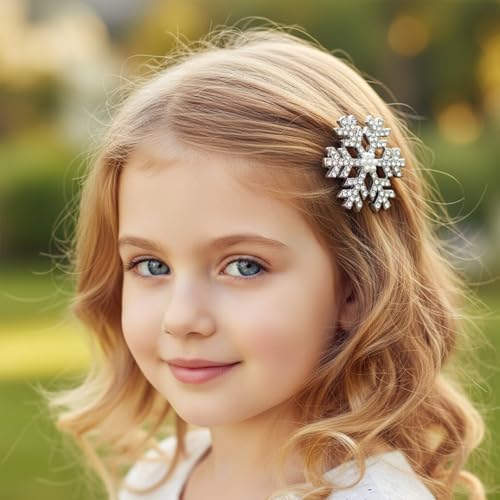 8-Piece Snowflake Hair Clips - Sparkly Rhinestone Winter Hair Pins