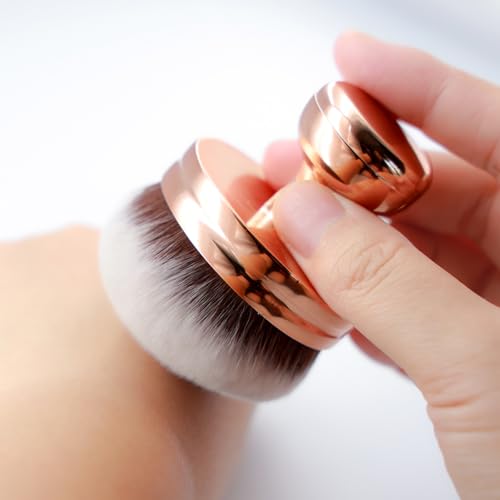 DRIPOO Round Kabuki Foundation and Self Tanner Brush - Rose Gold