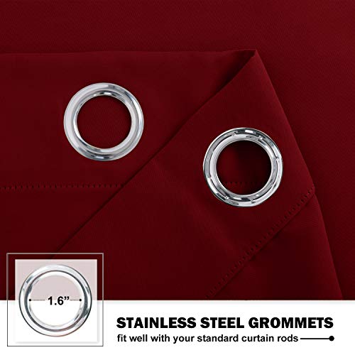 NICETOWN Burgundy Red Blackout Kitchen Window Curtains 42x36 in Pack of 2