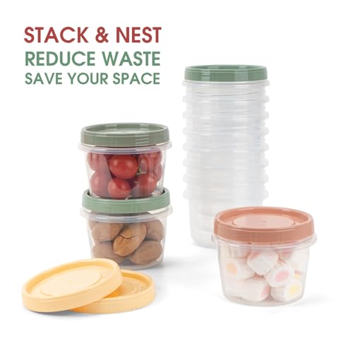 8 Oz Small Food Containers with Lids - 4 Pack, Twist Top, 4 Colors