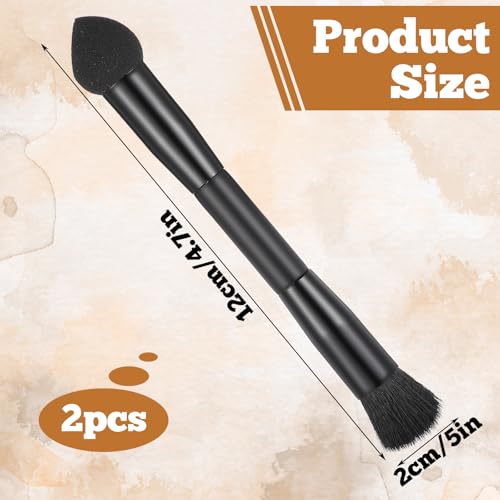 JIEYAO 2 Pcs Dual Ended Hairline Powder Brush with Sponge Tip & Soft Bristle