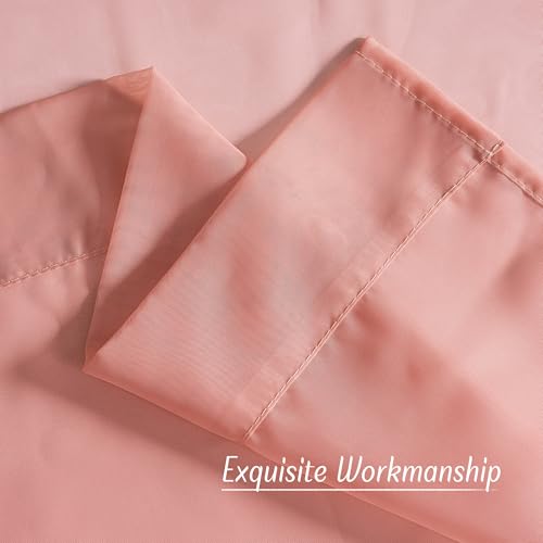 NICETOWN Coral Pink Sheer Curtains - 96 Inch Grommet Drapes, 2 Panels