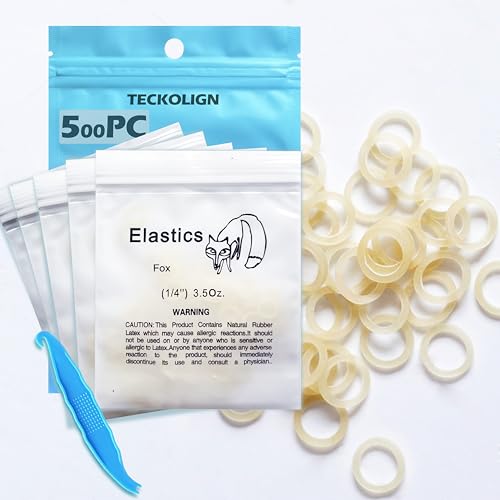 Teckolign Orthodontic Rubber Bands 500 Pack 1/4 Inch Medium 3.5 oz with Placer
