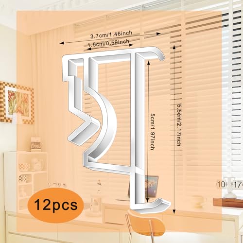 2-Inch Clear Valance Clips for Horizontal Blinds - 12 Pack