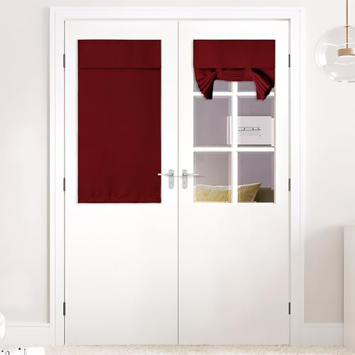 NICETOWN Burgundy French Door Curtain, 26"W x 40"L Blackout Window Panel