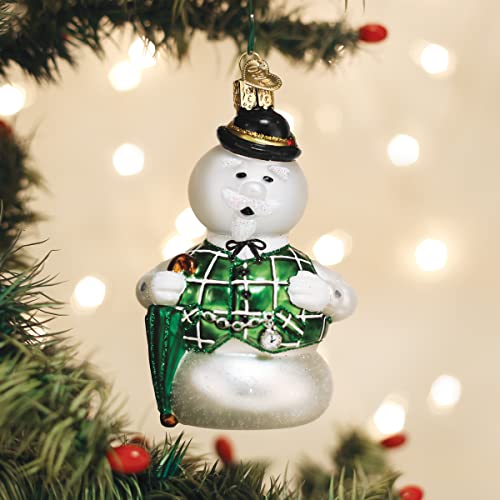 Old World Christmas Sam the Snowman Holiday Ornament - Hand-Painted Glass Collectible