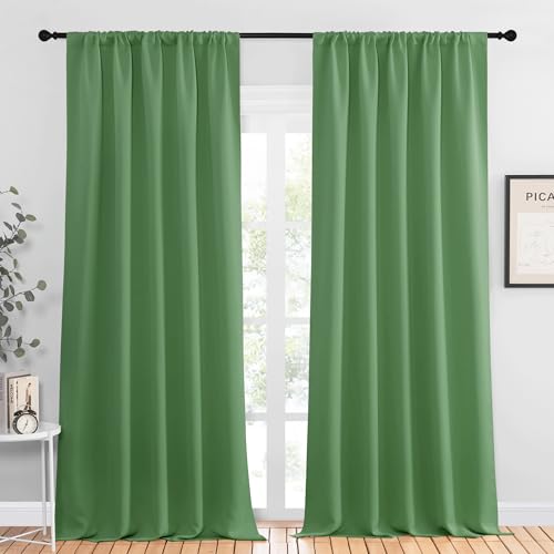NICETOWN Blackout Curtains - Forest Green 52" x 95" Room Darkening Drapes