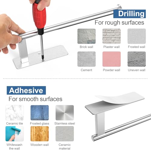 CUXIXA Under Cabinet Paper Towel Holder, Stainless Steel Wall Mount - Silver