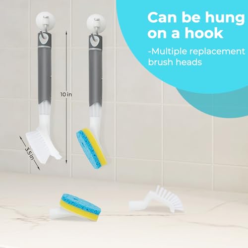 REEWII Soap Dispensing Dish Brush Set with 4 Refill Heads