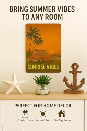 VANCU Surfboard Metal Sign - Tropical Beach Wall Art Decor