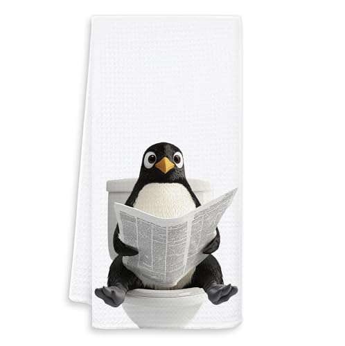 Funny Penguin Hand Towels - 16x24 Inch Bathroom Decor