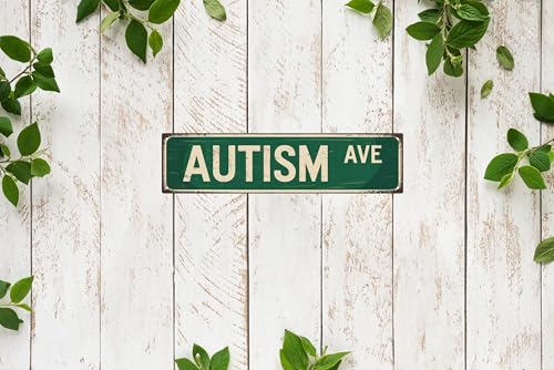 Funny Retro Autism Avenue Metal Tin Sign - 4x16 Inches