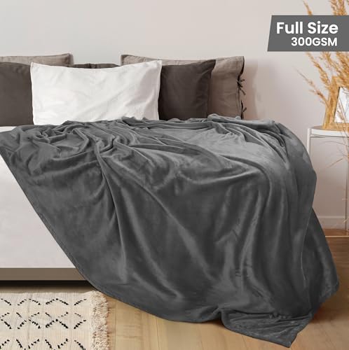 Utopia Bedding Ultra Soft Flannel Fleece Blanket - Full Size 90x84, Grey