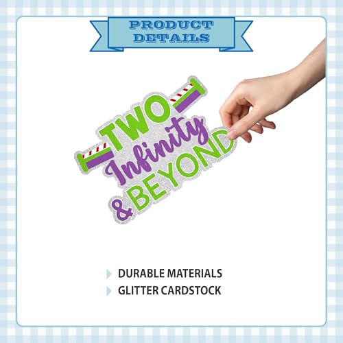 Two Infinity and Beyond Birthday Cake Topper - Glitter Decoration