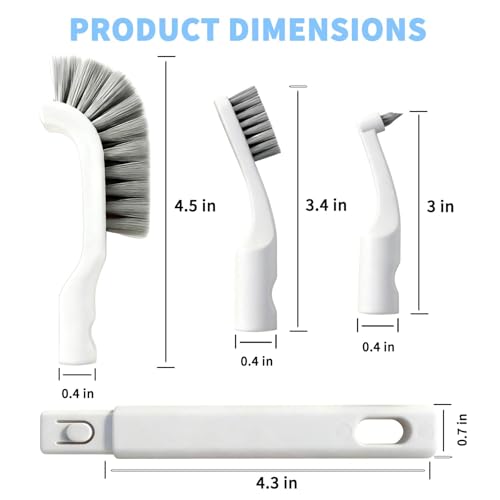 Crevice Cleaning Brush Set - 4 Pcs with 1 Big, 2 Small & 1 Medium Brushes