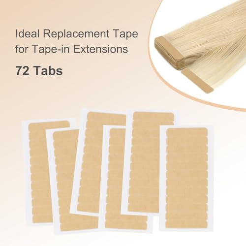 Giofumi Hair Extension Tape Replacement Tabs - 72 Pcs Double Sided Clear Adhesive