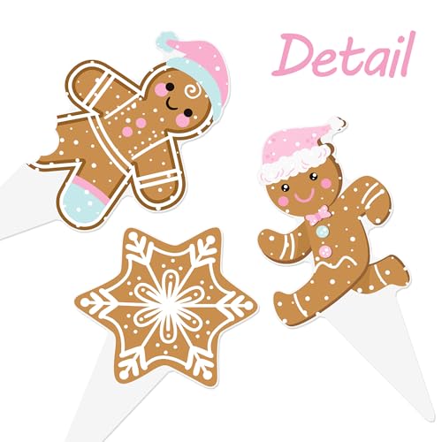 Christmas Gingerbread Man Cupcake Toppers & Cake Decorations - 48 Pcs