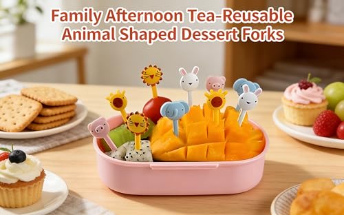 10-Pack Animal Shaped Food Picks for Kids - Reusable Fruit Forks