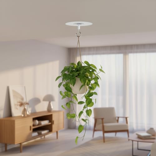 Silver Adhesive Ceiling Hook - Weight-Bearing, Drill-Free Hanging