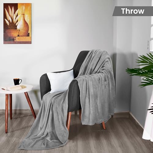 Utopia Bedding Flannel Fleece Throw Blanket, Ash Grey, 50x60 Inch