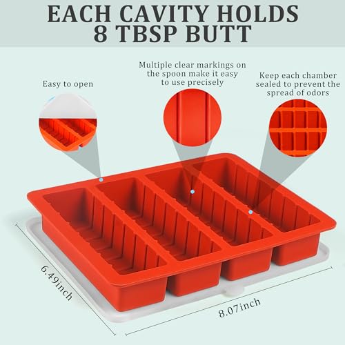 Wilewir Silicone Butter Tray with Lid - 2 Pack Non-Stick Mold