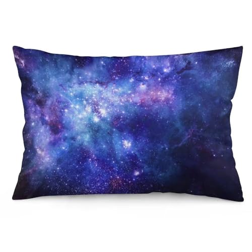 Galaxy Lumbar Pillow Cover 20x30" - Blue Purple Nebula Design