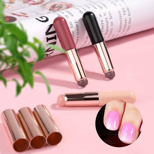 PEUTIER 3Pcs Silicone Nail Art Brushes, Reusable Gradient Jelly Head Manicure Tools