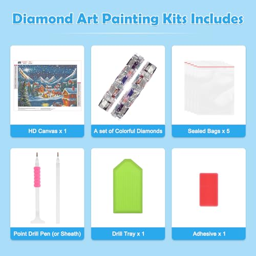 Winter Snowman Diamond Art Kit - 5D Full Drill DIY Painting for Adults and Kids
