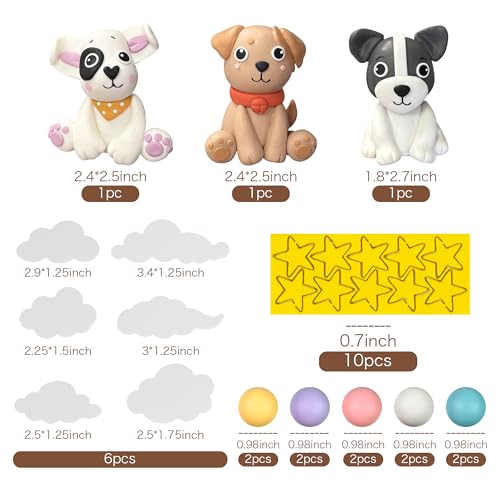 29Pcs Dog Cake Topper Set with Stars Clouds Balls Birthday Party Decor