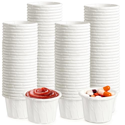 GGOLDMER 300 Pack 0.5 oz Disposable Paper Souffle Cups for Food & Pills