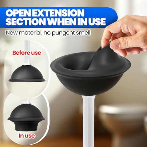 Denvlex Pearl White Toilet Plunger with Holder - Heavy Duty Bathroom Cleaner