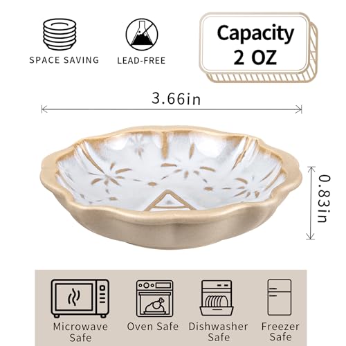Meideal Ceramic Soy Sauce Dish 2 Oz Beige Dipping Bowls Set of 2