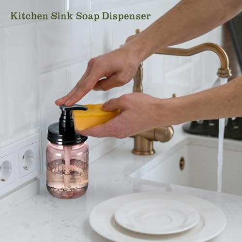 Amolliar 16 Oz Vintage Rose Soap Dispenser with Pump