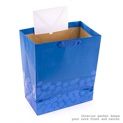 Hallmark 13-Inch Large Gift Bag with Tissue Paper, Blue Foil Dots (2-Pack)