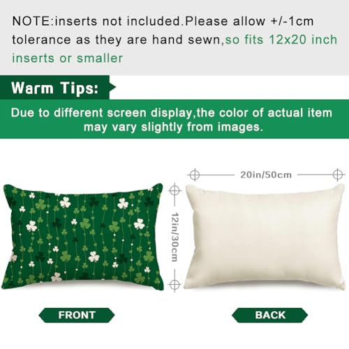 St. Patrick's Day Green Shamrock Throw Pillow Cover 12x20"