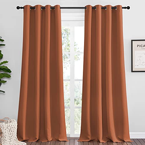 NICETOWN Burnt Orange Blackout Curtains 2 Panels 55" x 102"
