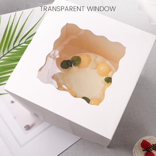 VGOODALL 2 Pack 8x8x8 Inch White Cake Boxes with Window