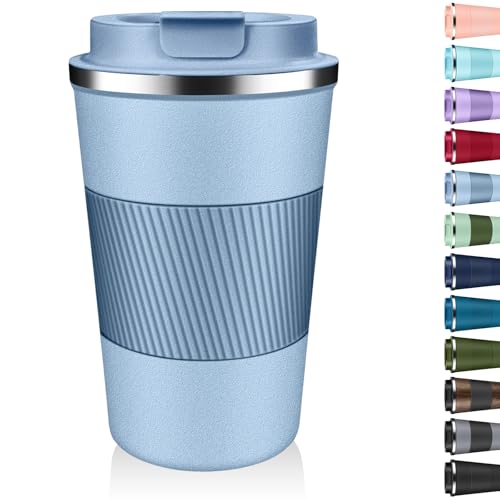 XKELFX Sky Blue 12 oz Insulated Travel Coffee Tumbler - Leak Proof Stainless Steel Mug