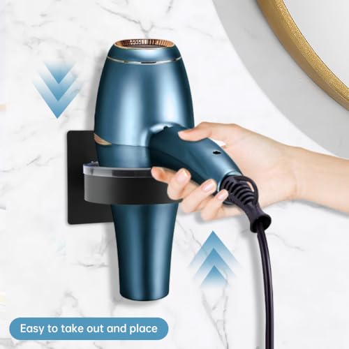 Wall Mounted Hair Dryer Holder - Self-Adhesive Stainless Steel Organizer