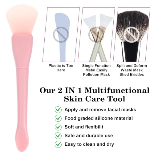 Ouligay 2 Pcs Silicone Face Mask Brush and Spatula Applicator Tool