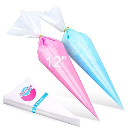 Tamodan 12 Inch Disposable Piping Bags Set - 100 Count for Pastry & Icing