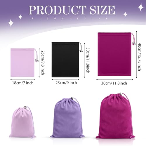 Hillban 6 Pcs Silk Drawstring Toy Storage Bags Set - MLXL, Purple